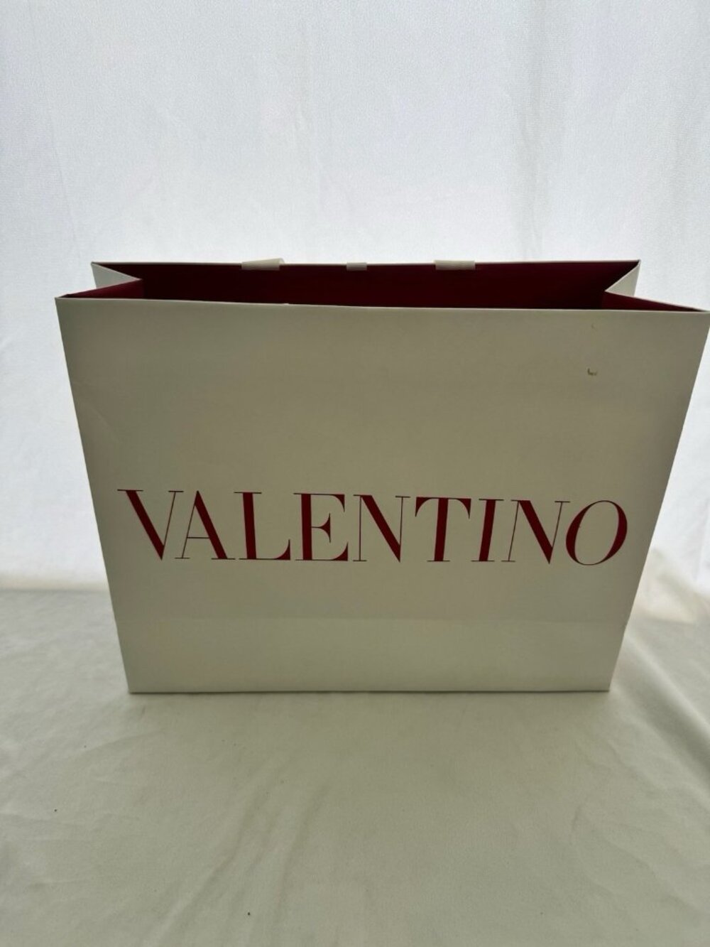VALENTINO Paper Shopping Bag Reusable White 13" x 16 " x 5.5"